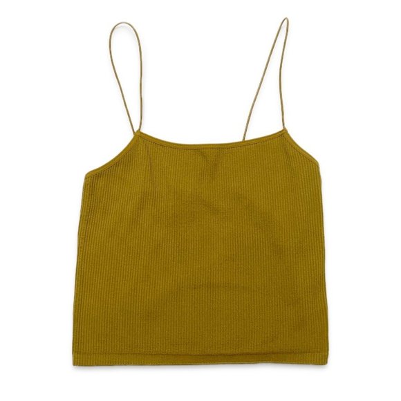 Zara Tops - Zara - Thin Strap Green Pull Over Stretchy Crop Top, Size M/L